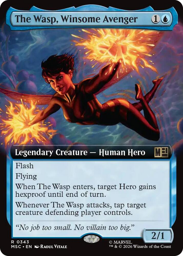 The Wasp, Winsome Avenger (Extended Art) #343 R - Commander: Marvel Super Heroes Pokemon card
