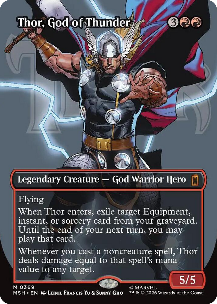 Thor, God of Thunder (Borderless) (0369) #369 M - Marvel Super Heroes Pokemon card