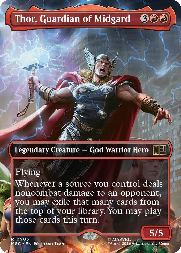 Thor, Guardian of Midgard (Borderless) #503 R - Commander: Marvel Super Heroes Pokemon card