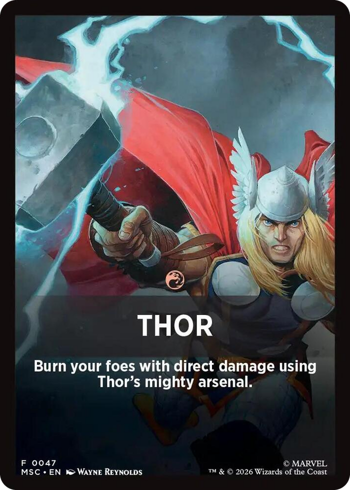 Thor Theme Card #47 T - Commander: Marvel Super Heroes Pokemon card