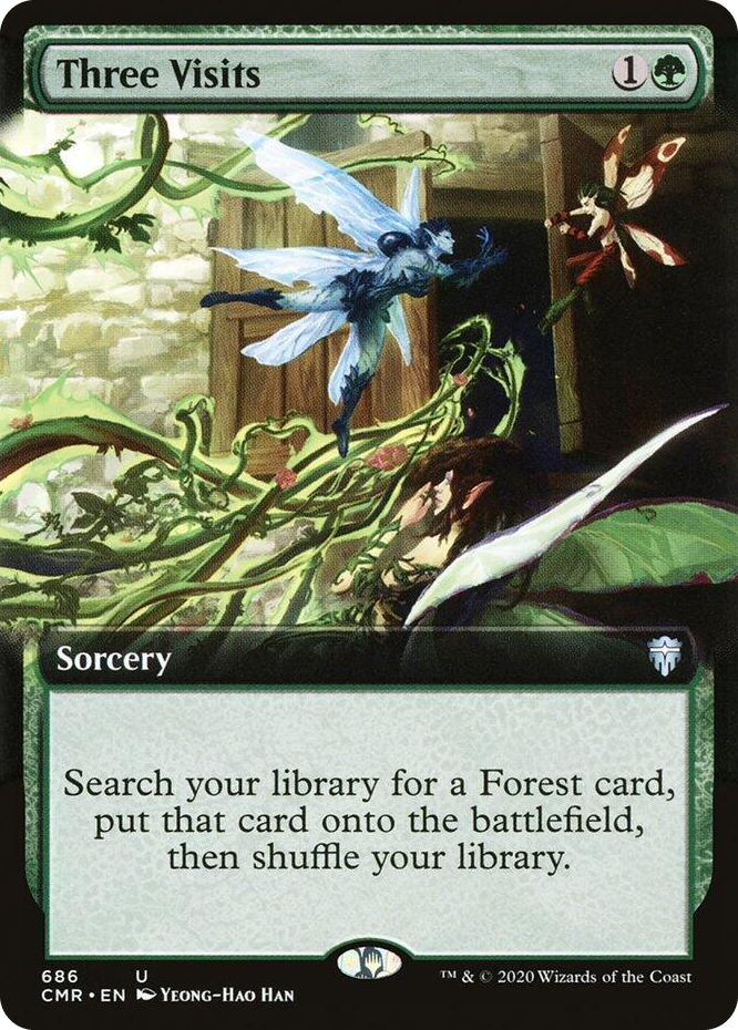 0686 Three Visits (Extended Art) U Commander Legends