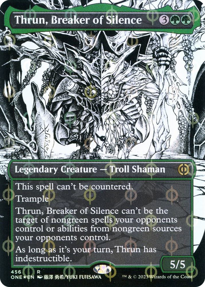 Thrun, Breaker of Silence (Borderless) (Step-and-Compleat Foil) #456 R - Phyrexia: All Will Be One Pokemon card