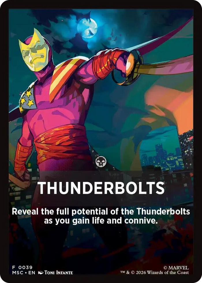 Thunderbolts Theme Card #39 T - Commander: Marvel Super Heroes Pokemon card