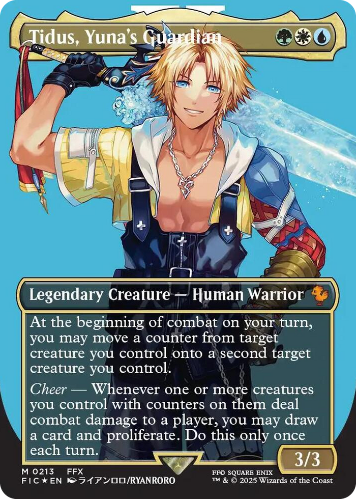 Tidus, Yuna's Guardian (Borderless) (Surge Foil) #213 M - Commander: FINAL FANTASY Pokemon card