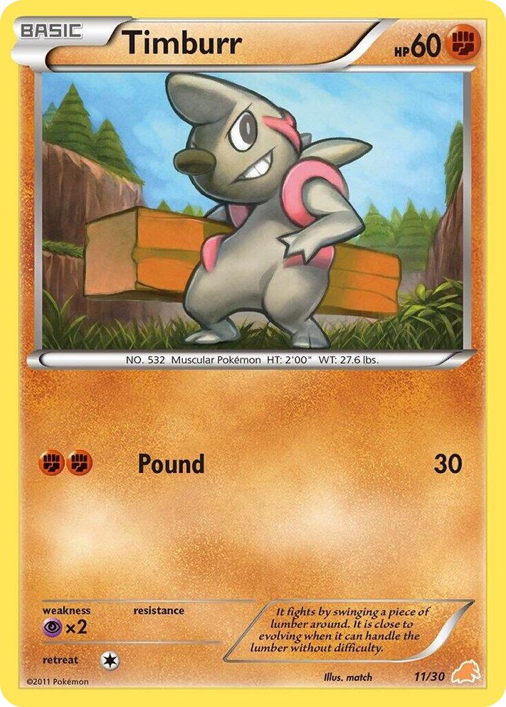 0011 Timburr (#11) Common BW Trainer Kit: Excadrill & Zoroark