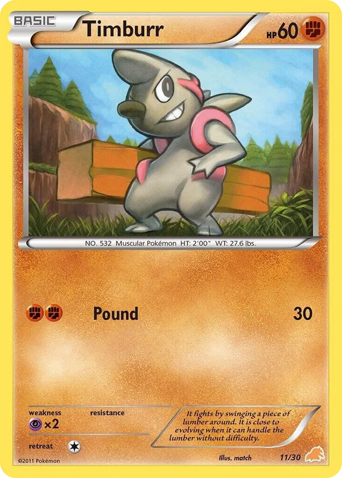 0011 Timburr (#11) Common BW Trainer Kit: Excadrill & Zoroark
