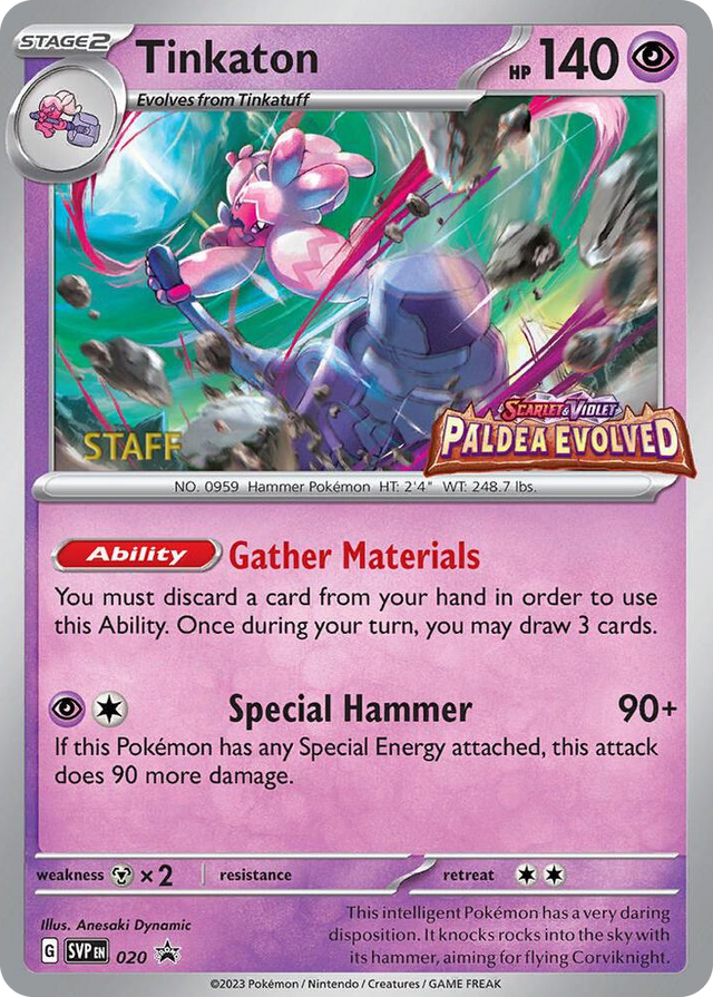 0020 Tinkaton - 020 (Prerelease) [Staff] Promo Scarlet & Violet Promo Cards
