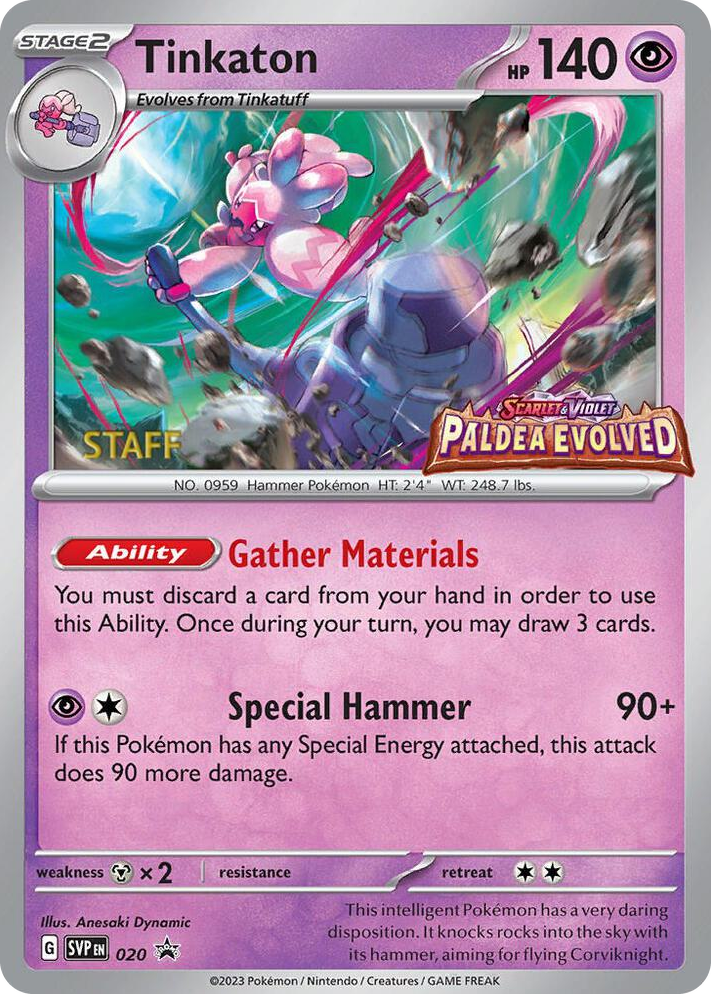 0020 Tinkaton - 020 (Prerelease) [Staff] Promo Scarlet & Violet Promo Cards