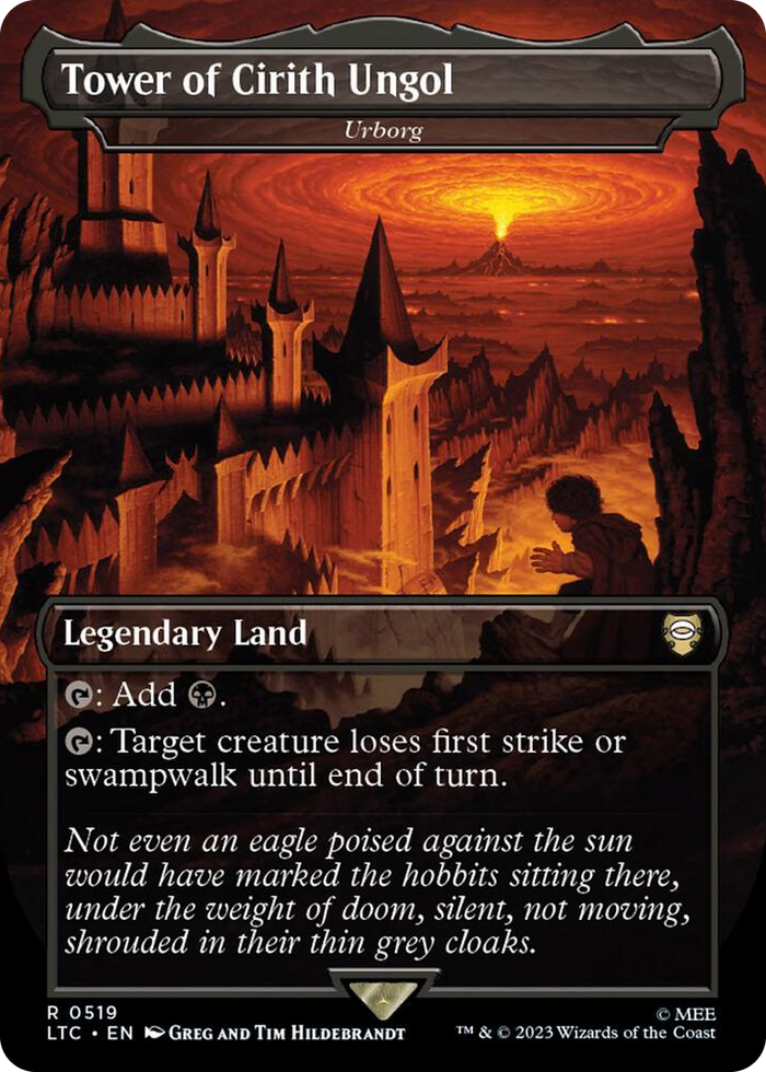 Tower of Cirith Ungol - Urborg (Borderless) #519 R - Commander: The Lord of the Rings: Tales of Middle-earth Pokemon card