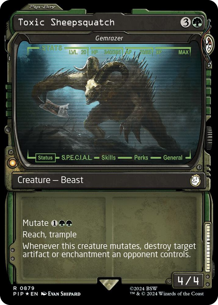 0879 Toxic Sheepsquatch - Gemrazer (Showcase) (Surge Foil) R Universes Beyond: Fallout