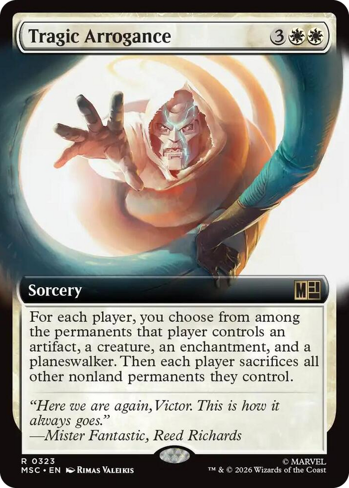 Tragic Arrogance (Extended Art) #323 R - Commander: Marvel Super Heroes Pokemon card