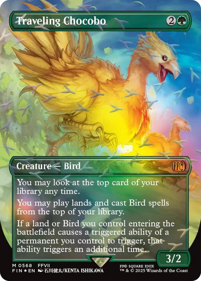 Traveling Chocobo (Borderless) (Chocobo Track Foil) #568 M - FINAL FANTASY Pokemon card