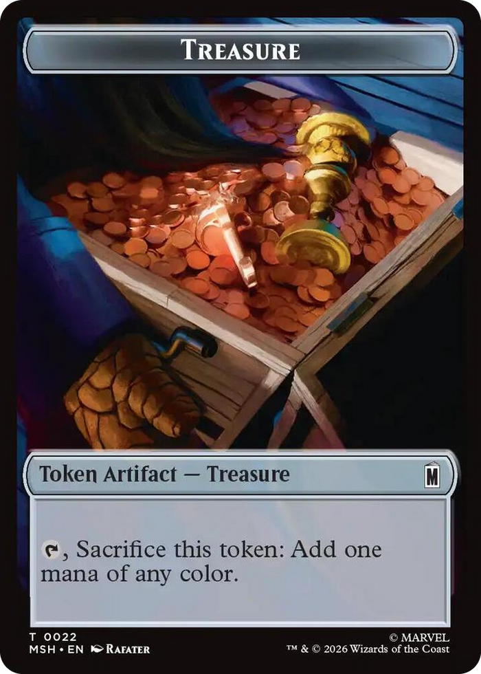 Treasure (0022) // Construct (0014) Double-Sided Token #22 T - Commander: Marvel Super Heroes Pokemon card
