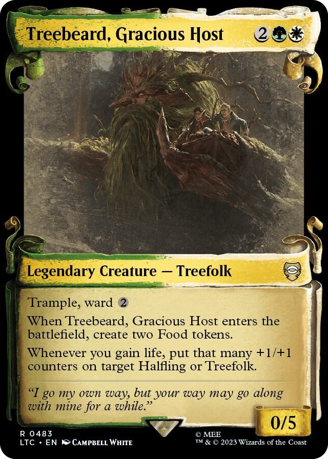 Treebeard, Gracious Host (Showcase Scrolls) #483 R - Commander: The Lord of the Rings: Tales of Middle-earth Pokemon card