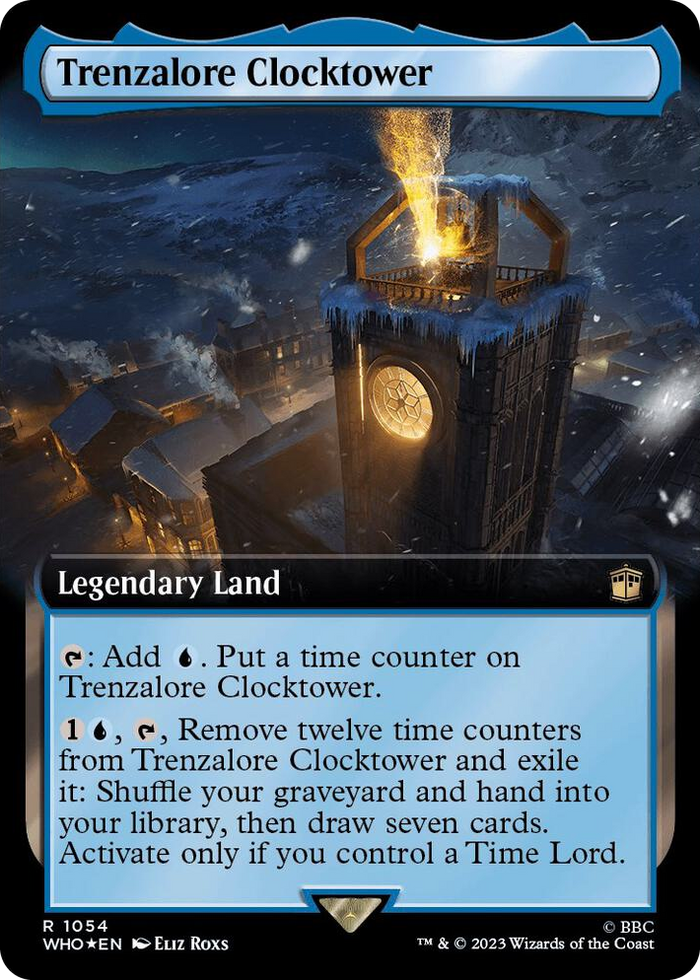 Trenzalore Clocktower (Extended Art) (Surge Foil) #1054 R - Universes Beyond: Doctor Who Pokemon card