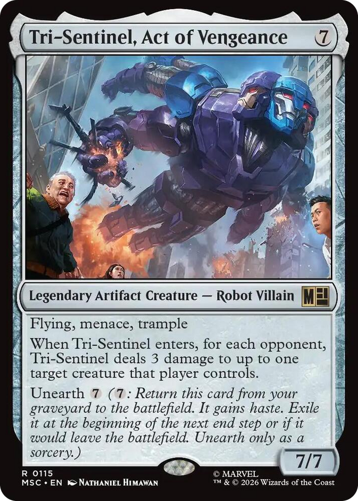 Tri-Sentinel, Act of Vengeance #115 R - Commander: Marvel Super Heroes Pokemon card