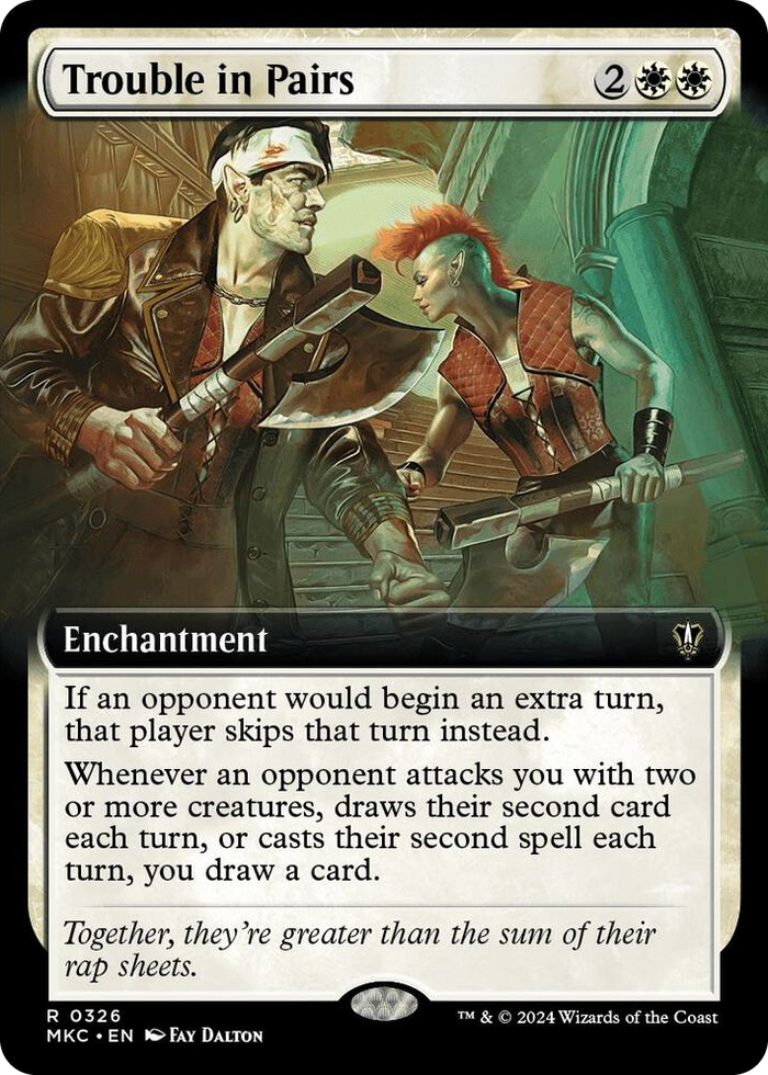 Trouble in Pairs (Extended Art) #326 R - Commander: Murders at Karlov Manor Pokemon card
