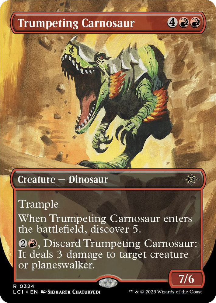 0324 Trumpeting Carnosaur (Borderless) R The Lost Caverns of Ixalan