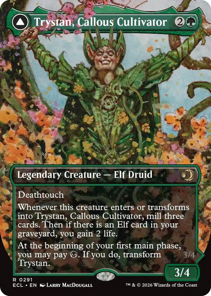 Trystan, Callous Cultivator (Borderless) #291 R - Lorwyn Eclipsed Pokemon card