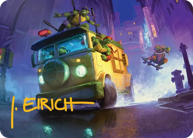0019 Turtle Van Art Card (Gold-Stamped Signature) S Art Series: Teenage Mutant Ninja Turtles