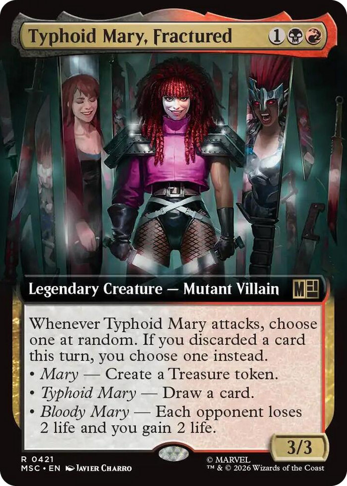 Typhoid Mary, Fractured (Extended Art) #421 R - Commander: Marvel Super Heroes Pokemon card