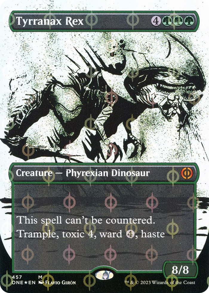 Tyrranax Rex (Showcase) (Step-and-Compleat Foil) #457 M - Phyrexia: All Will Be One Pokemon card