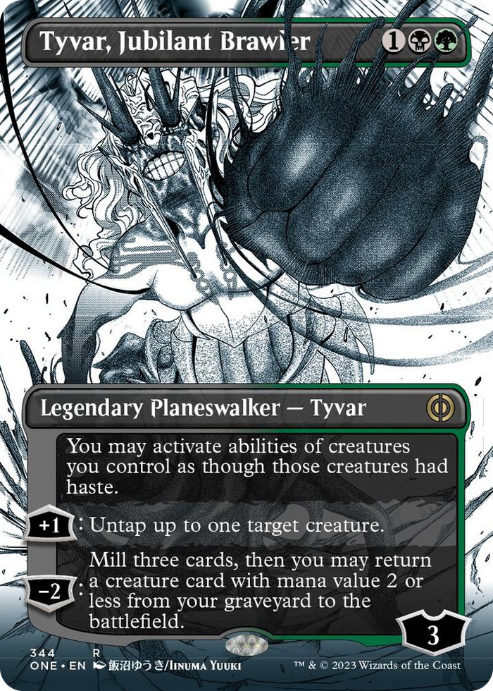 Tyvar, Jubilant Brawler (Borderless) #344 R - Phyrexia: All Will Be One Pokemon card