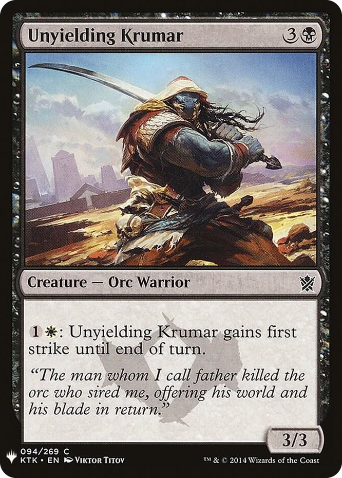 0094 Unyielding Krumar C The List Reprints