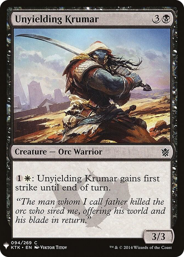 0094 Unyielding Krumar C The List Reprints