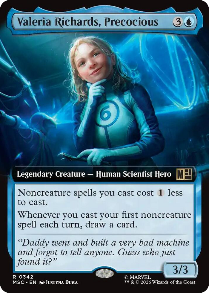 Valeria Richards, Precocious (Extended Art) #342 R - Commander: Marvel Super Heroes Pokemon card