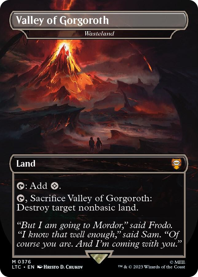Valley of Gorgoroth - Wasteland (Borderless) #376 M - Commander: The Lord of the Rings: Tales of Middle-earth Pokemon card