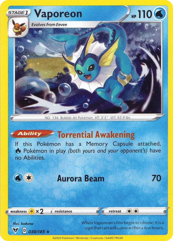 0030 Vaporeon - 030/185 (Cosmos Holo) Promo Miscellaneous Cards & Products