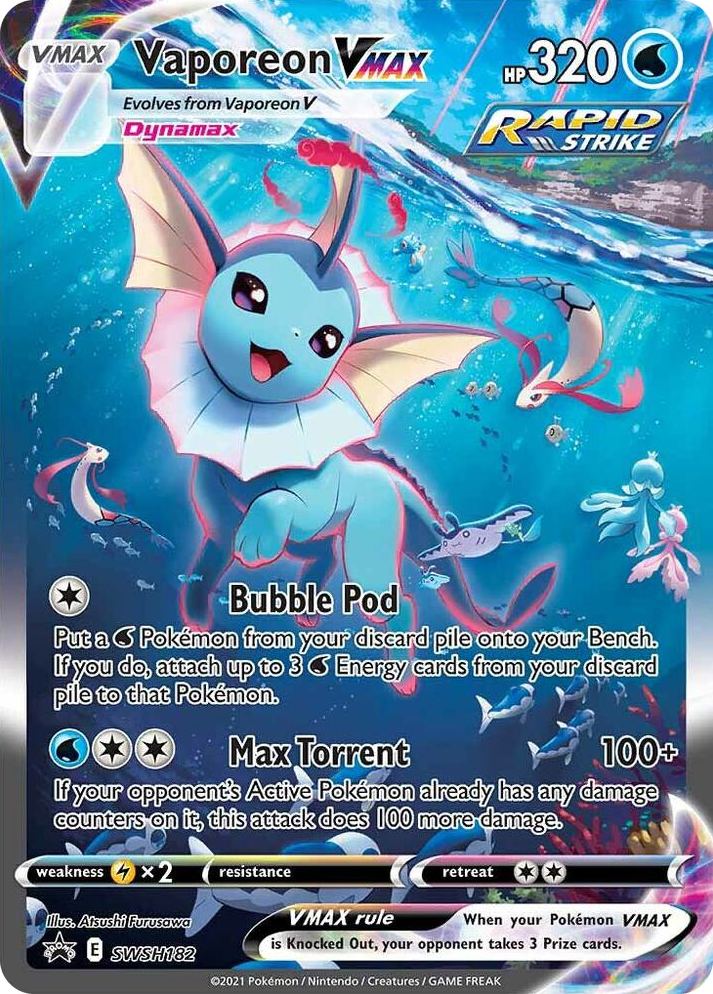 0182 Vaporeon VMAX - SWSH182 Promo Sword & Shield Promo Cards