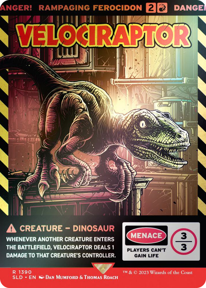 Velociraptor - Rampaging Ferocidon (Rainbow Foil) #1390 R - Secret Lair Drop Series Pokemon card