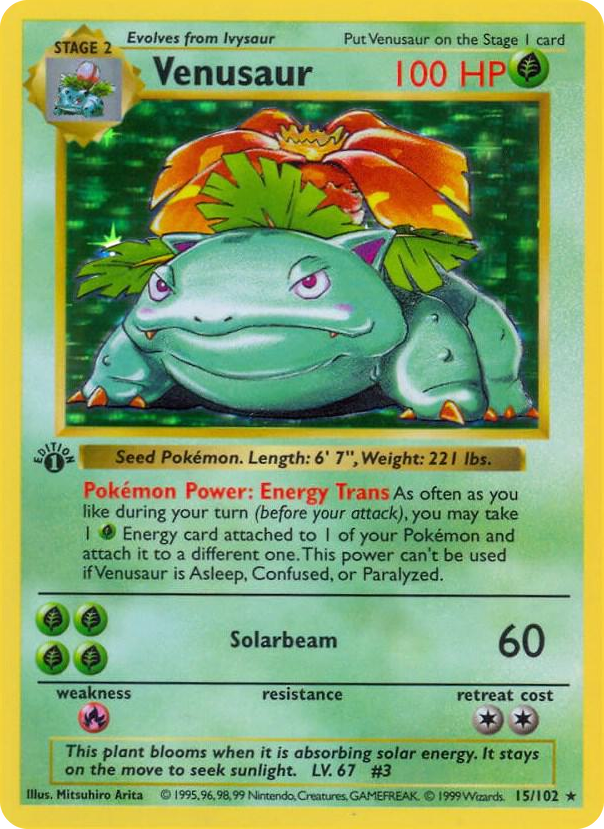 0015 Venusaur Holo Rare Base Set (Shadowless)