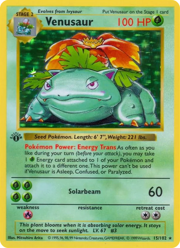0015 Venusaur Holo Rare Base Set (Shadowless)