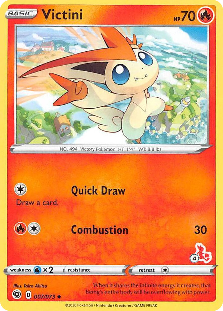 0007 Victini - 007/073 (#4 Cinderace Stamped) Promo Battle Academy 2022