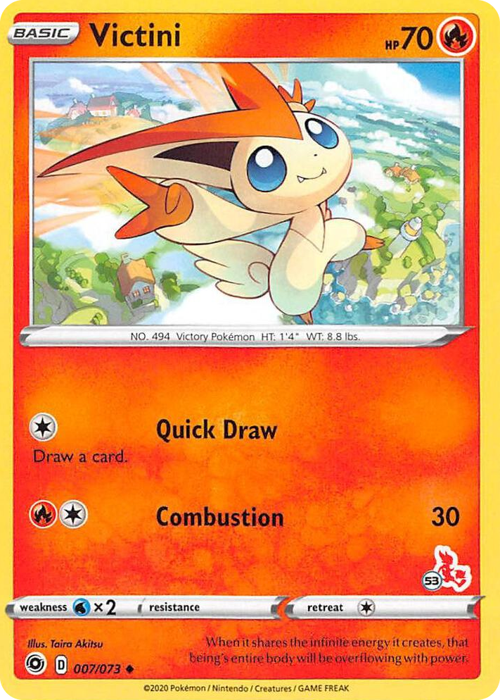 0007 Victini - 007/073 (#53 Cinderace Stamped) Promo Battle Academy 2022