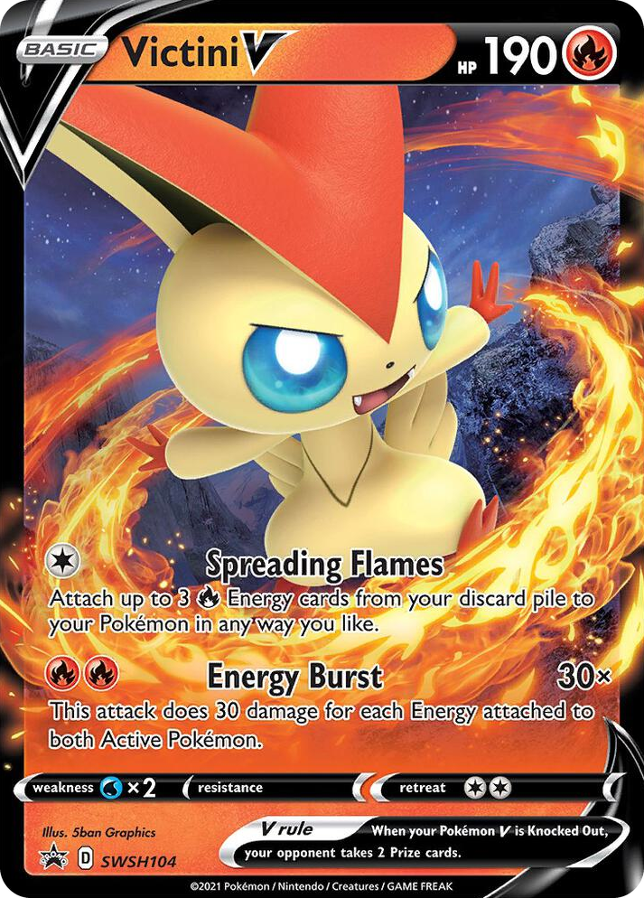 0104 Victini V - SWSH104 Promo Sword & Shield Promo Cards