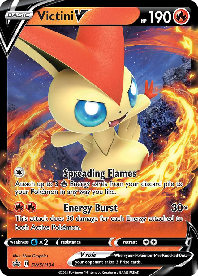 0104 Victini V - SWSH104 Promo Sword & Shield Promo Cards