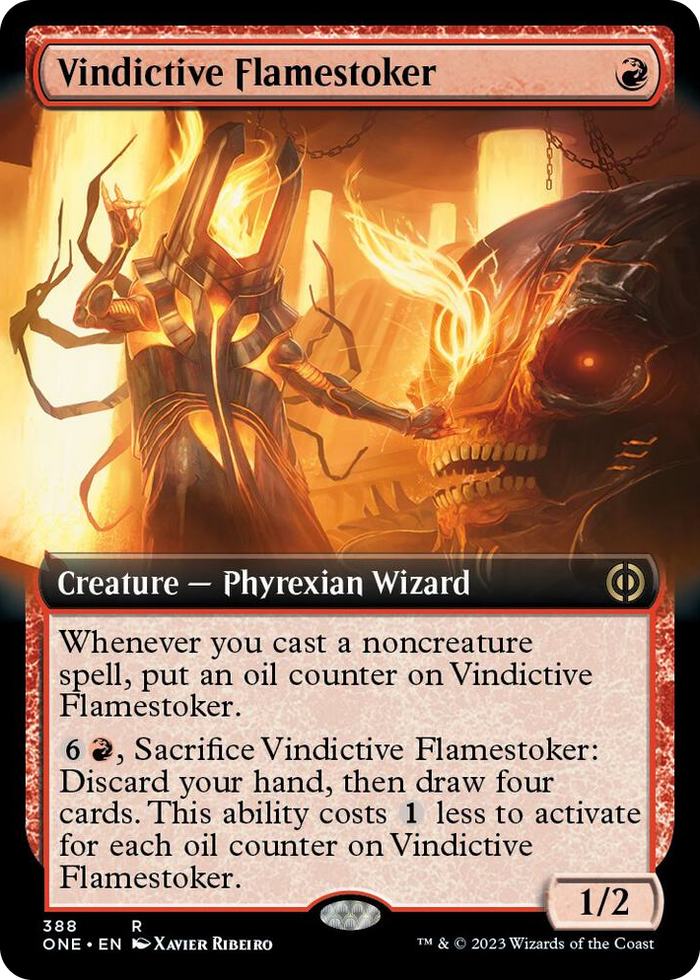 Vindictive Flamestoker (Extended Art) #388 R - Phyrexia: All Will Be One Pokemon card