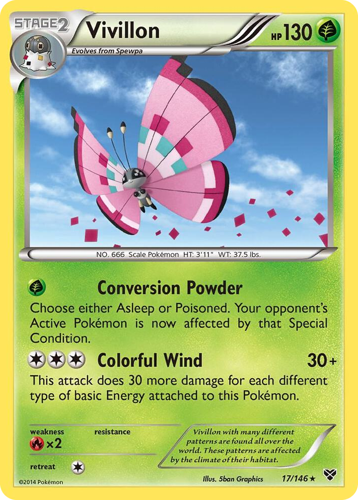 0017 Vivillon (Meadow [Pink]) Holo Rare XY Base Set