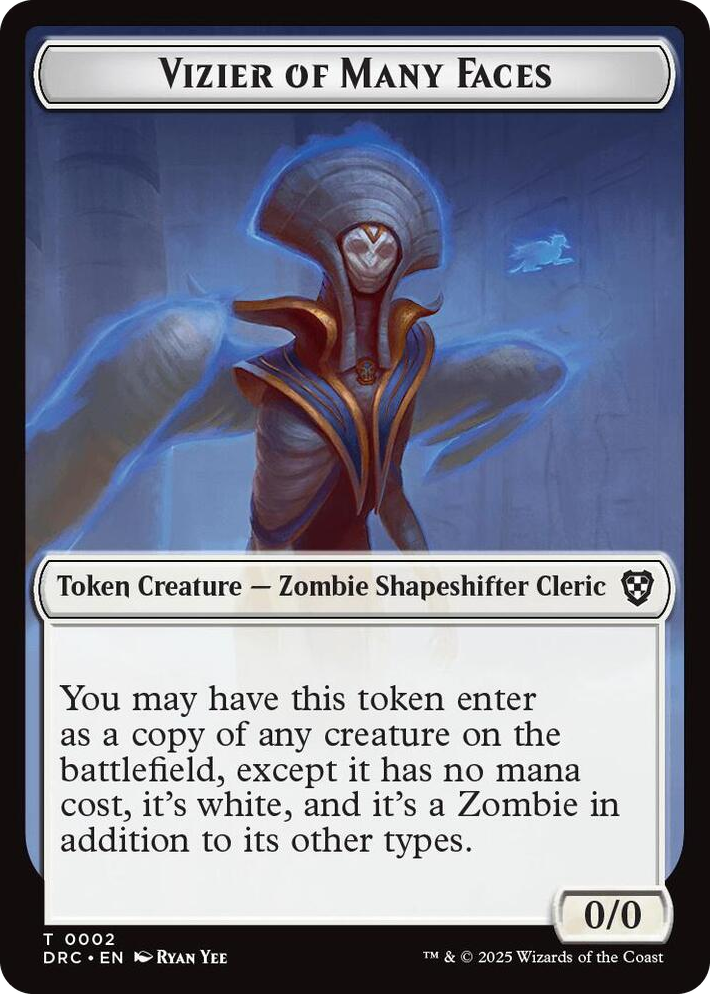 0002 Vizier of Many Faces // Zombie (0003) Double-Sided Token T Commander: Aetherdrift