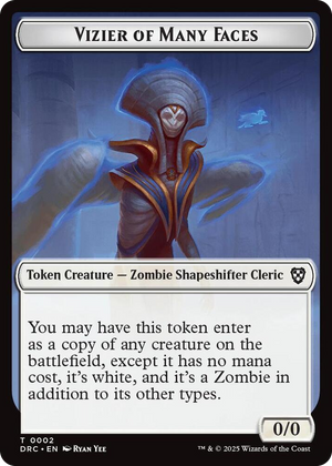 0002 Vizier of Many Faces // Zombie (0003) Double-Sided Token T Commander: Aetherdrift