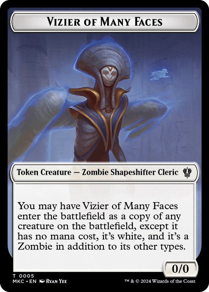 0005 Vizier of Many Faces // Zombie Double-Sided Token T Commander: Murders at Karlov Manor