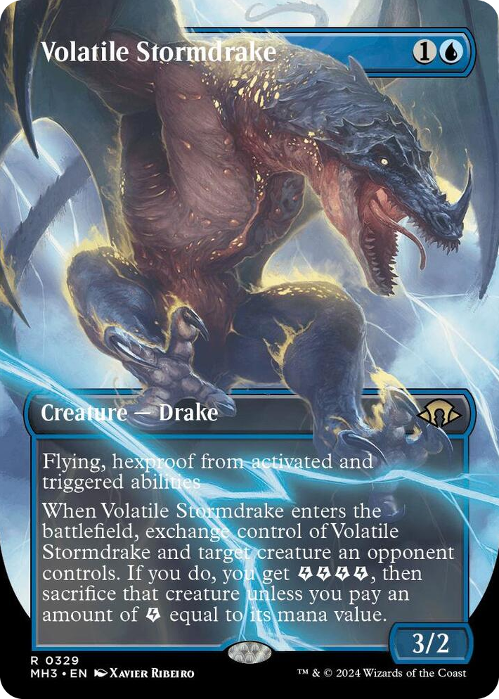 0329 Volatile Stormdrake (Borderless) R Modern Horizons 3