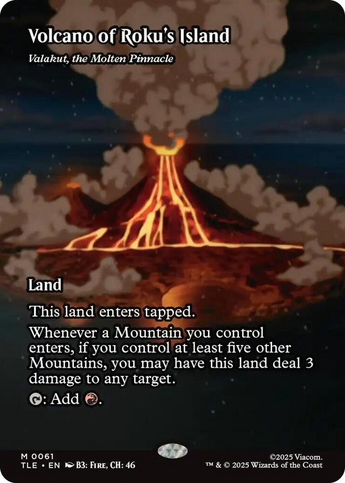 Volcano of Roku's Island - Valakut, the Molten Pinnacle (Borderless) #61 M - The Last Airbender: Eternal-Legal Pokemon card
