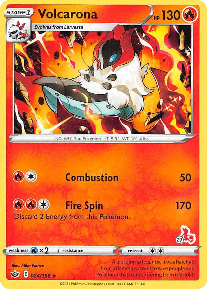 0024 Volcarona - 024/198 (#27 Cinderace Stamped) Promo Battle Academy 2022