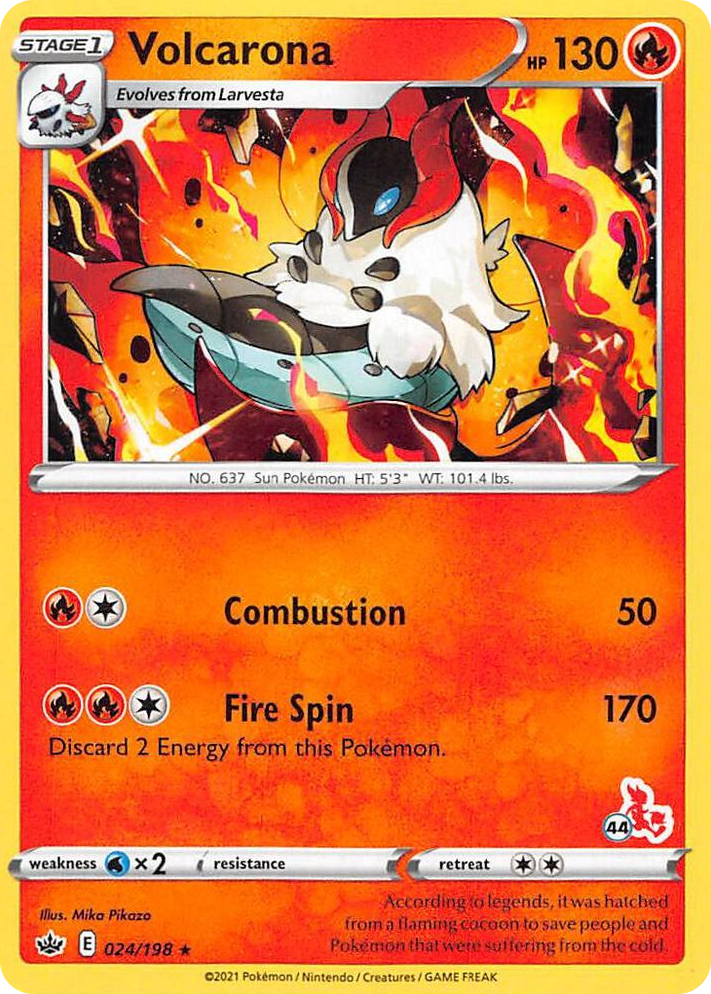0024 Volcarona - 024/198 (#44 Cinderace Stamped) Promo Battle Academy 2022
