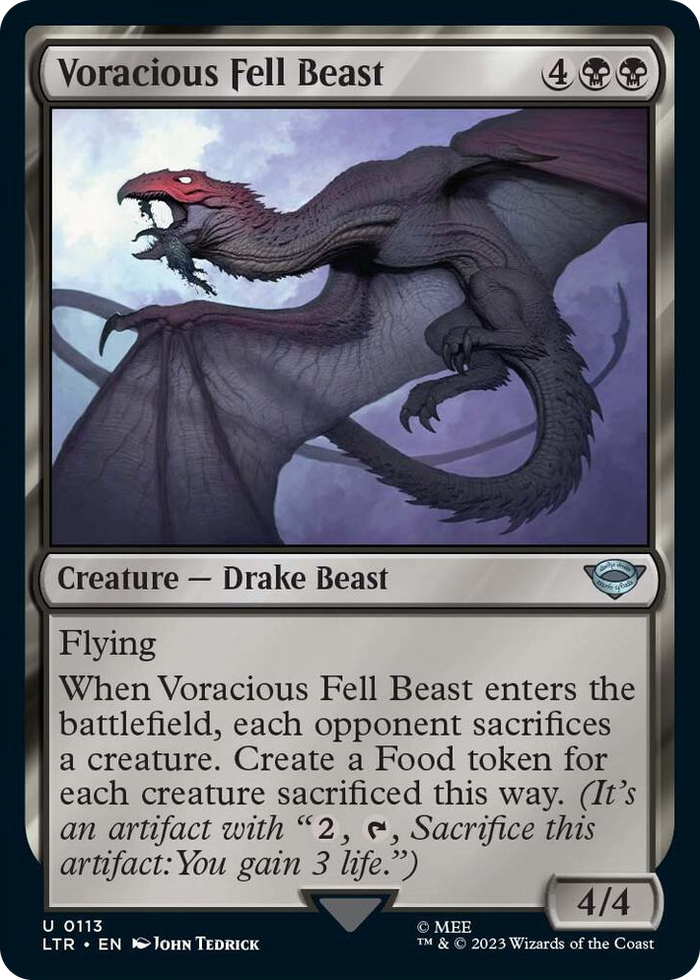 Voracious Fell Beast #113 U - Universes Beyond: The Lord of the Rings: Tales of Middle-earth Pokemon card